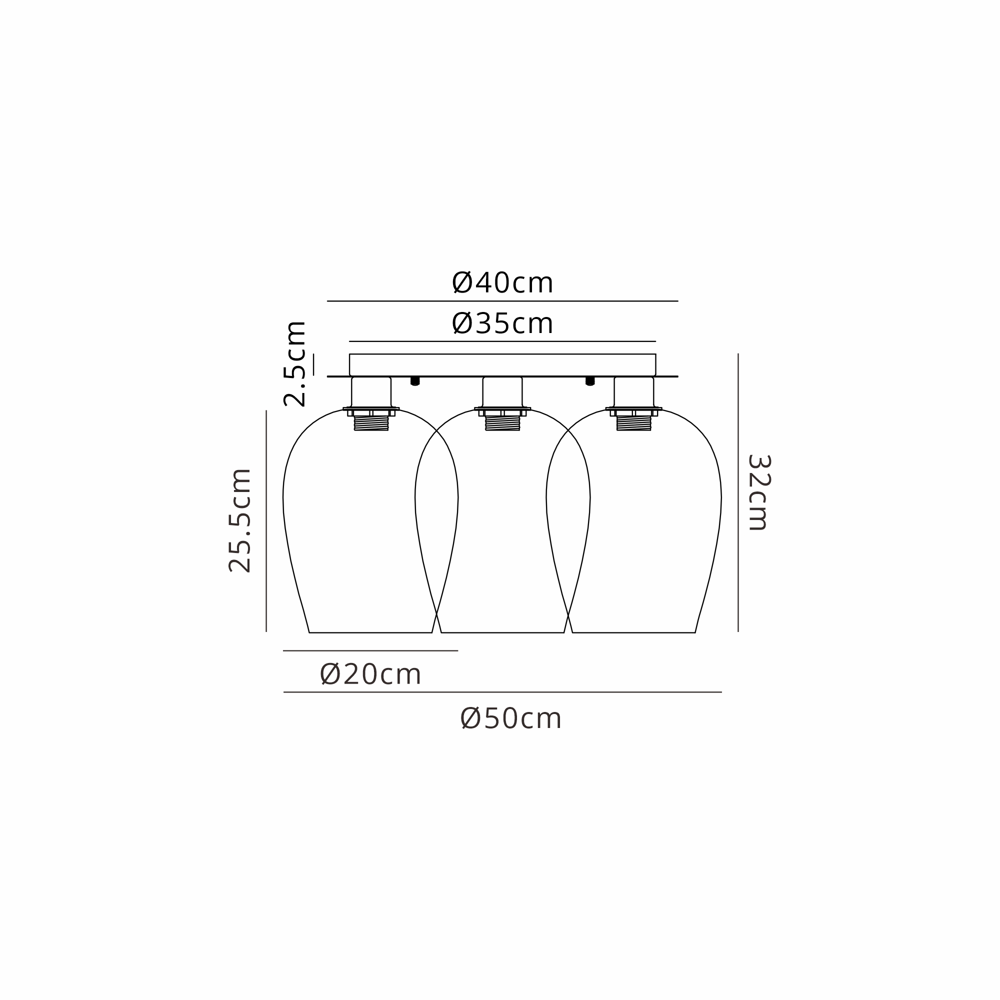 DK1255  Lori cm Round Ceiling Flush, 3 Light Flush Fitting, Antique Gold/Chrome Wine Shades